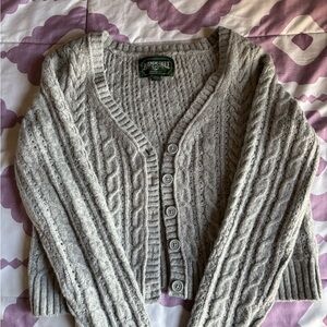 American Eagle Outfitters Light Gray Cable Cardigan